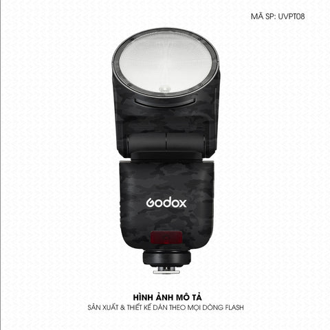 Dán Skin Đèn Flash Vân Nổi Camo Urban Đen | UVPT08