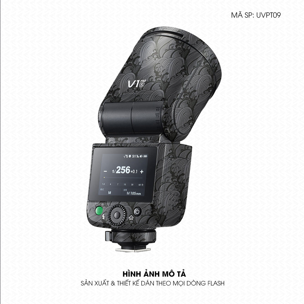 Dán Skin Đèn Flash Vân Nổi Pattern Wave Xám | UVPT09