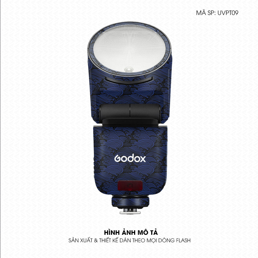 Dán Skin Đèn Flash Vân Nổi Pattern Wave Xanh | UVPT09