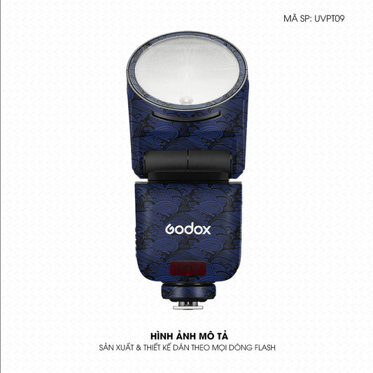 Dán Skin Đèn Flash Vân Nổi Pattern Wave Xanh | UVPT09