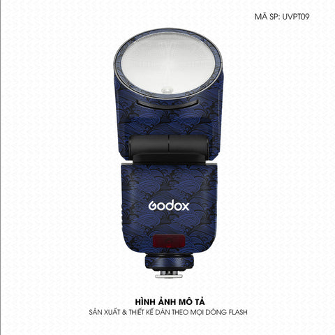 Dán Skin Đèn Flash Vân Nổi Pattern Wave Xanh | UVPT09