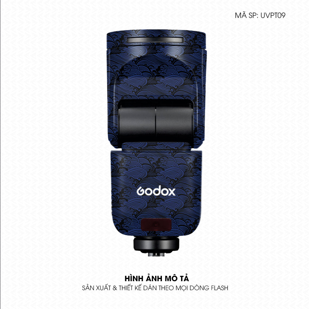 Dán Skin Đèn Flash Vân Nổi Pattern Wave Xanh | UVPT09