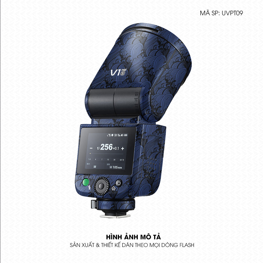 Dán Skin Đèn Flash Vân Nổi Pattern Wave Xanh | UVPT09