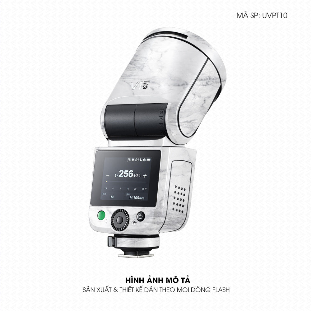 Dán Skin Đèn Flash Vân Nổi Vân Đá Trắng | UVPT10