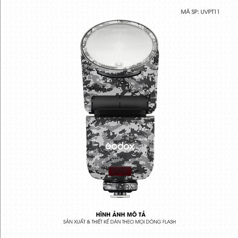 Dán Skin Đèn Flash Vân Nổi Camo Digital Đen Trắng | UVPT11