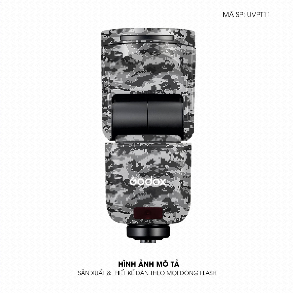 Dán Skin Đèn Flash Vân Nổi Camo Digital Đen Trắng | UVPT11