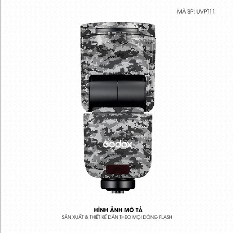 Dán Skin Đèn Flash Vân Nổi Camo Digital Đen Trắng | UVPT11