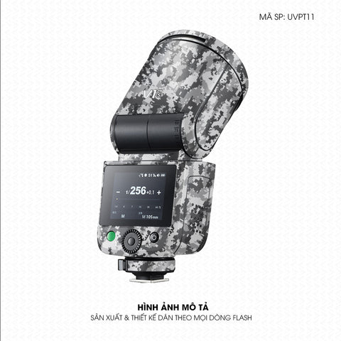 Dán Skin Đèn Flash Vân Nổi Camo Digital Đen Trắng | UVPT11