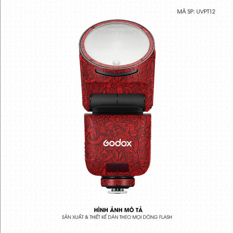 Dán Skin Đèn Flash Vân Nổi Pattern Cartoon Đỏ | UVPT12