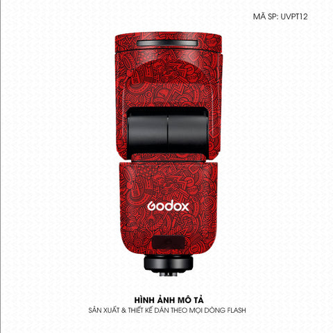 Dán Skin Đèn Flash Vân Nổi Pattern Cartoon Đỏ | UVPT12