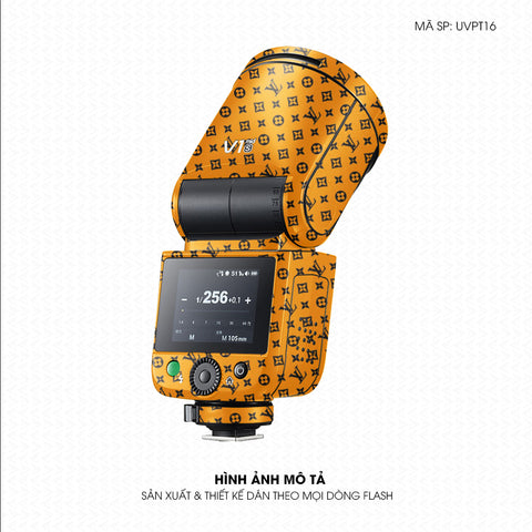Dán Skin Đèn Flash Vân Nổi LV Đen Vàng | UVPT16