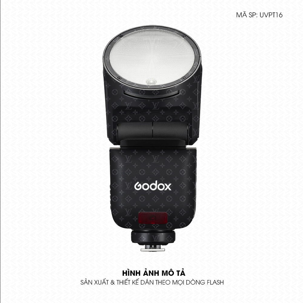Dán Skin Đèn Flash Vân Nổi LV Xanh Tím Than | UVPT16
