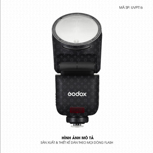 Dán Skin Đèn Flash Vân Nổi LV Xanh Tím Than | UVPT16