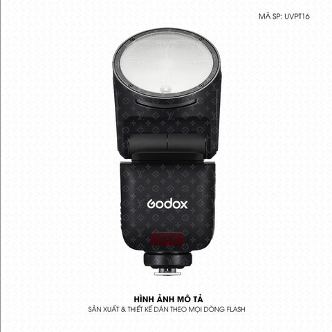 Dán Skin Đèn Flash Vân Nổi LV Xanh Tím Than | UVPT16