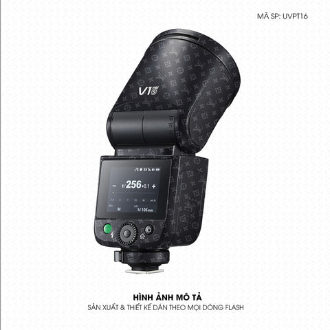 Dán Skin Đèn Flash Vân Nổi LV Xanh Tím Than | UVPT16