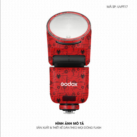Dán Skin Đèn Flash Vân Nổi Iron Man Đỏ | UVPT17