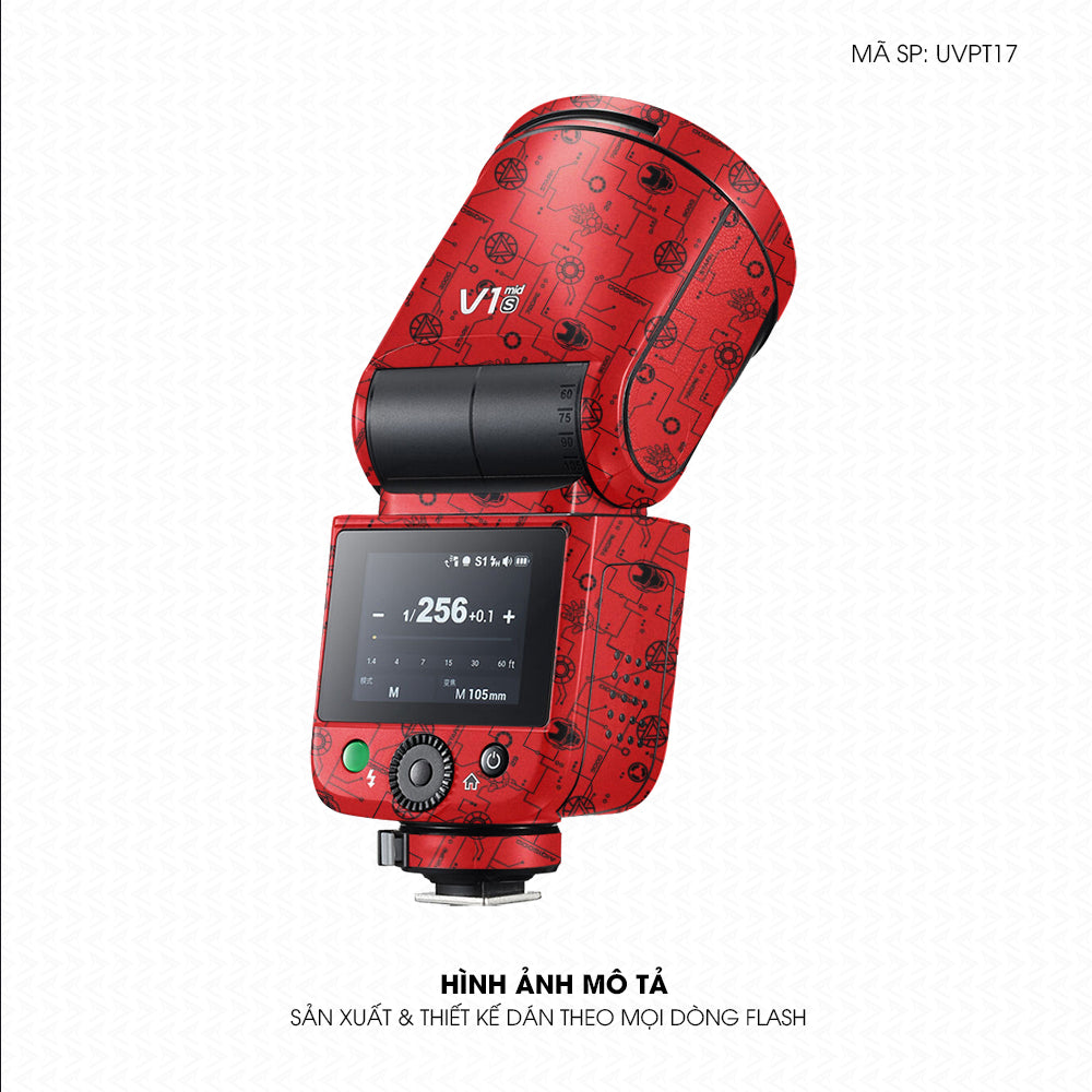Dán Skin Đèn Flash Vân Nổi Iron Man Đỏ | UVPT17
