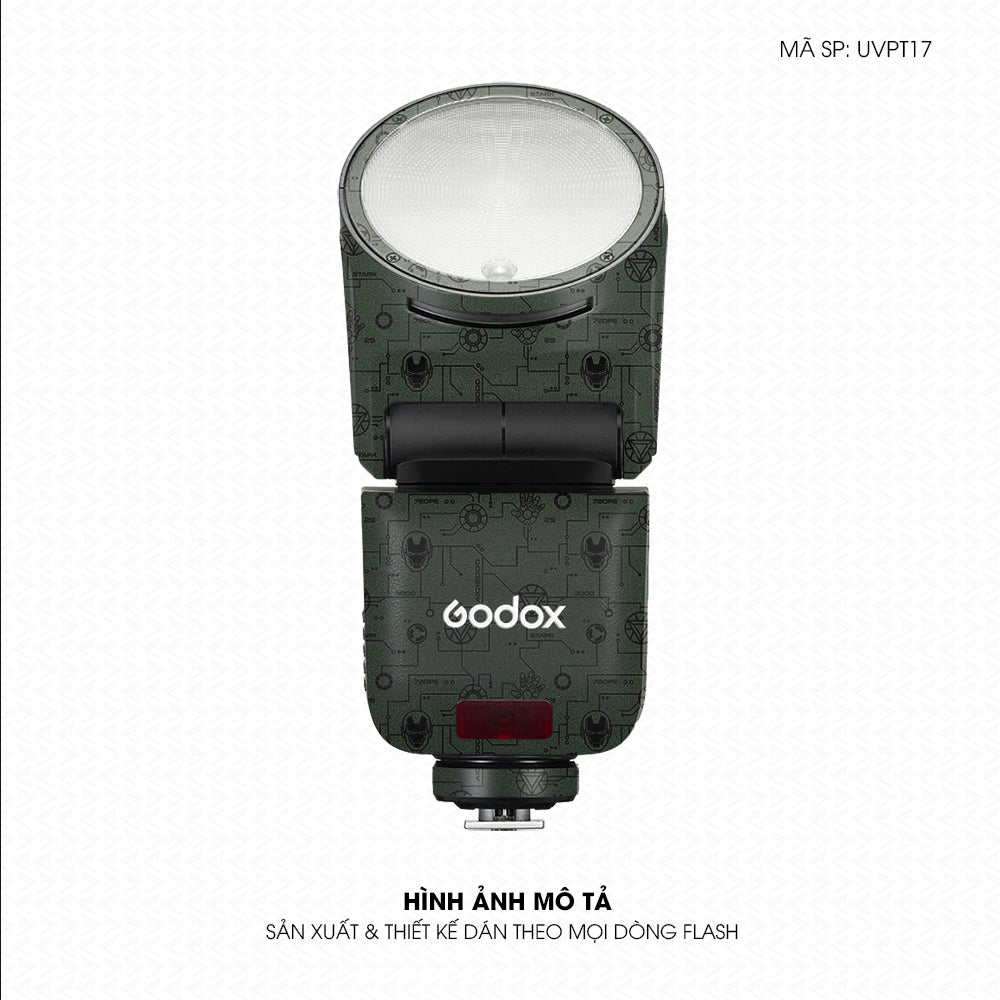 Dán Skin Đèn Flash Vân Nổi Iron Man Xanh Midnight | UVPT17