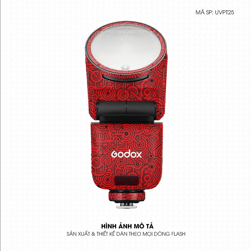 Dán Skin Đèn Flash Vân Nổi Pattern Machine Đỏ | UVPT25