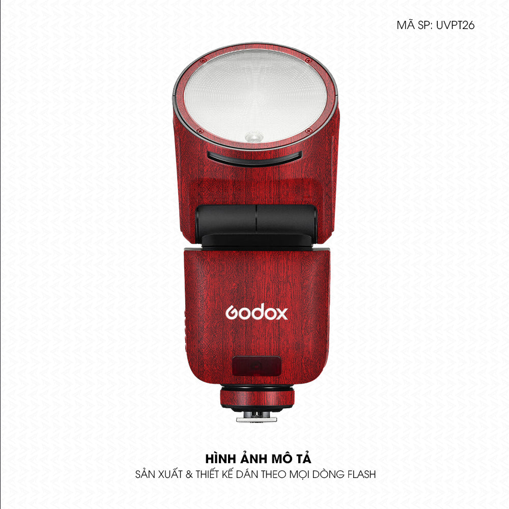 Dán Skin Đèn Flash Vân Nổi Pattern Wood Đỏ | UVPT26