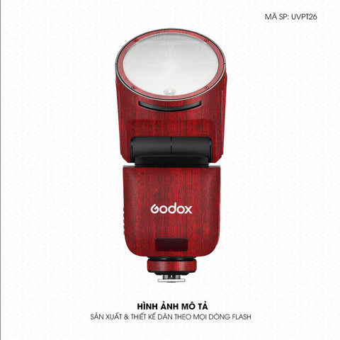 Dán Skin Đèn Flash Vân Nổi Pattern Wood Đỏ | UVPT26