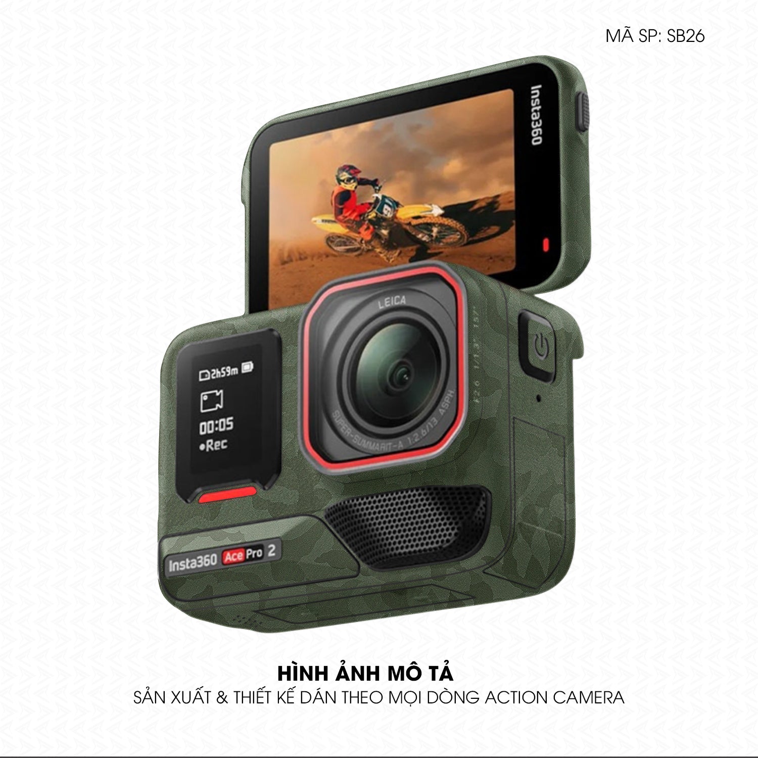 Dán Skin Action Camera Vân Camo Xanh  | SB26