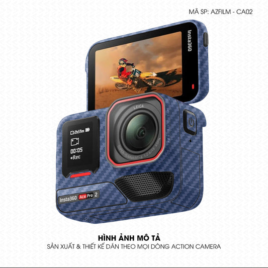 Dán Skin Action Camera Vân Carbon Xanh | AZFILM-CA02