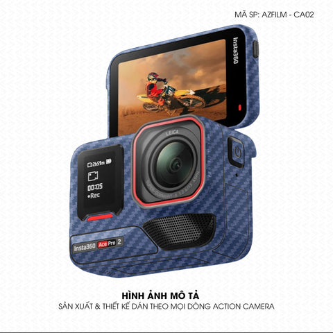 Dán Skin Action Camera Vân Carbon Xanh | AZFILM-CA02