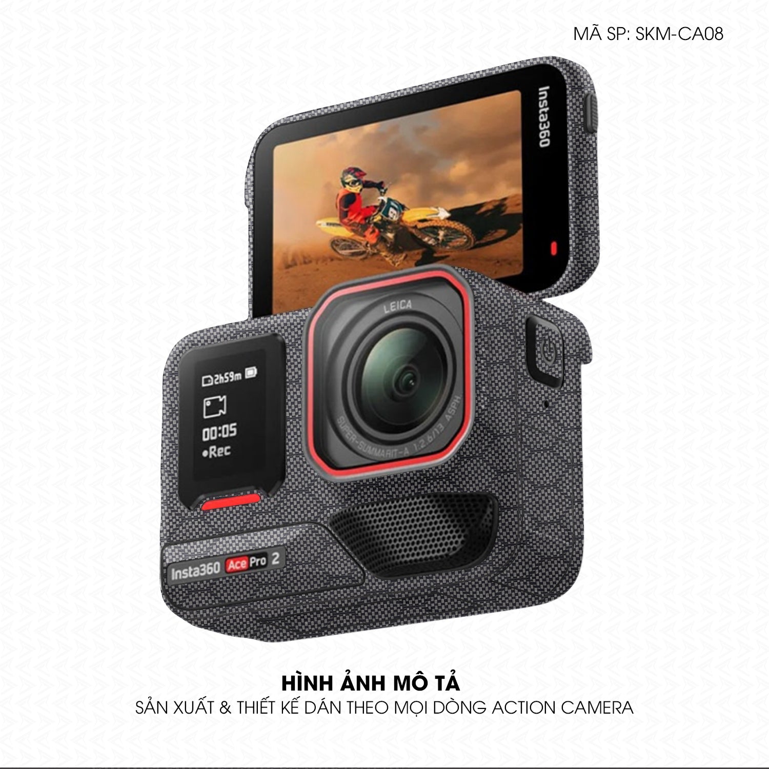 Dán Skin Action Camera Vân Carbon Fiber Xám | SKM-CA08