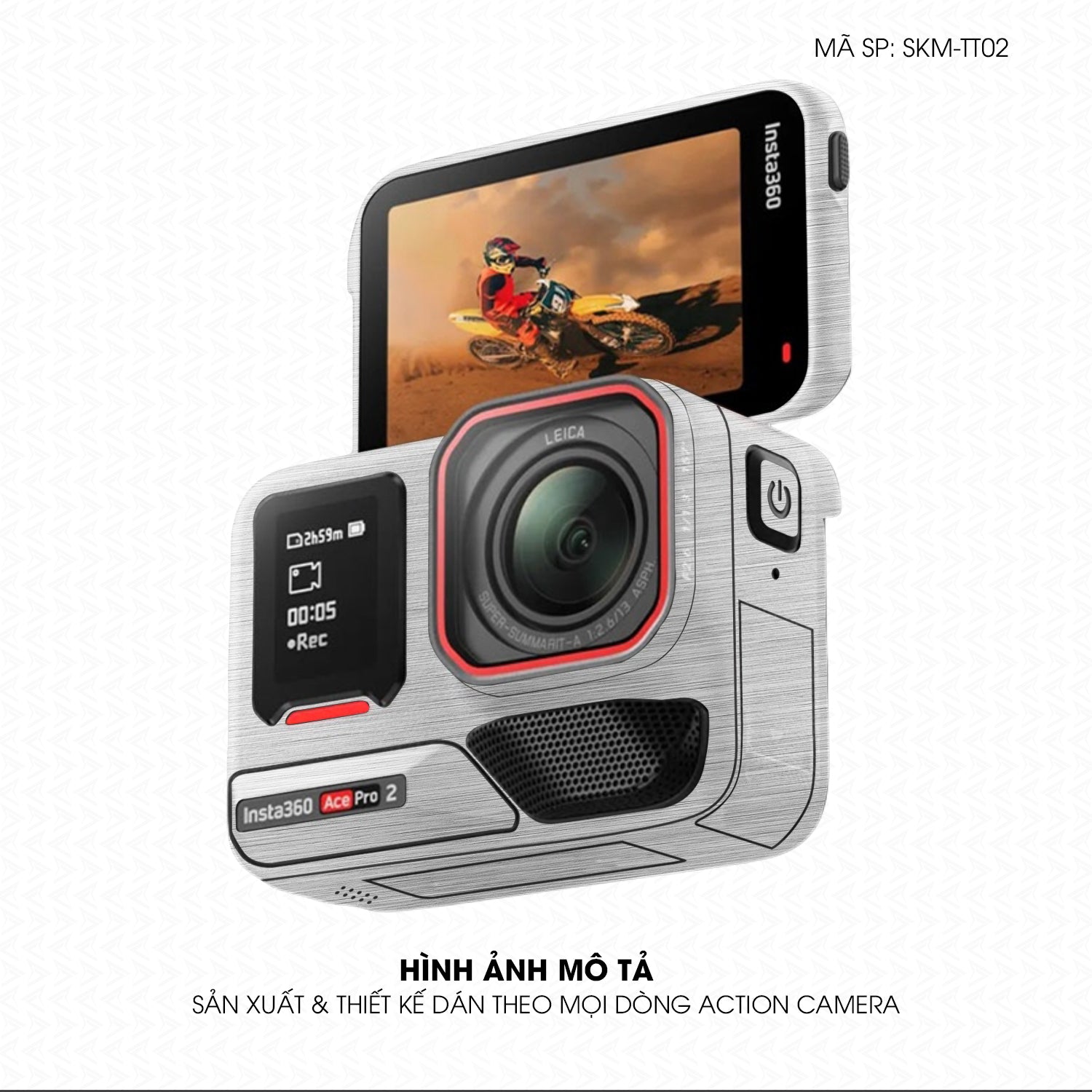 Dán Skin Action Camera Vân Xước Titan Bạc | SKM-TT02
