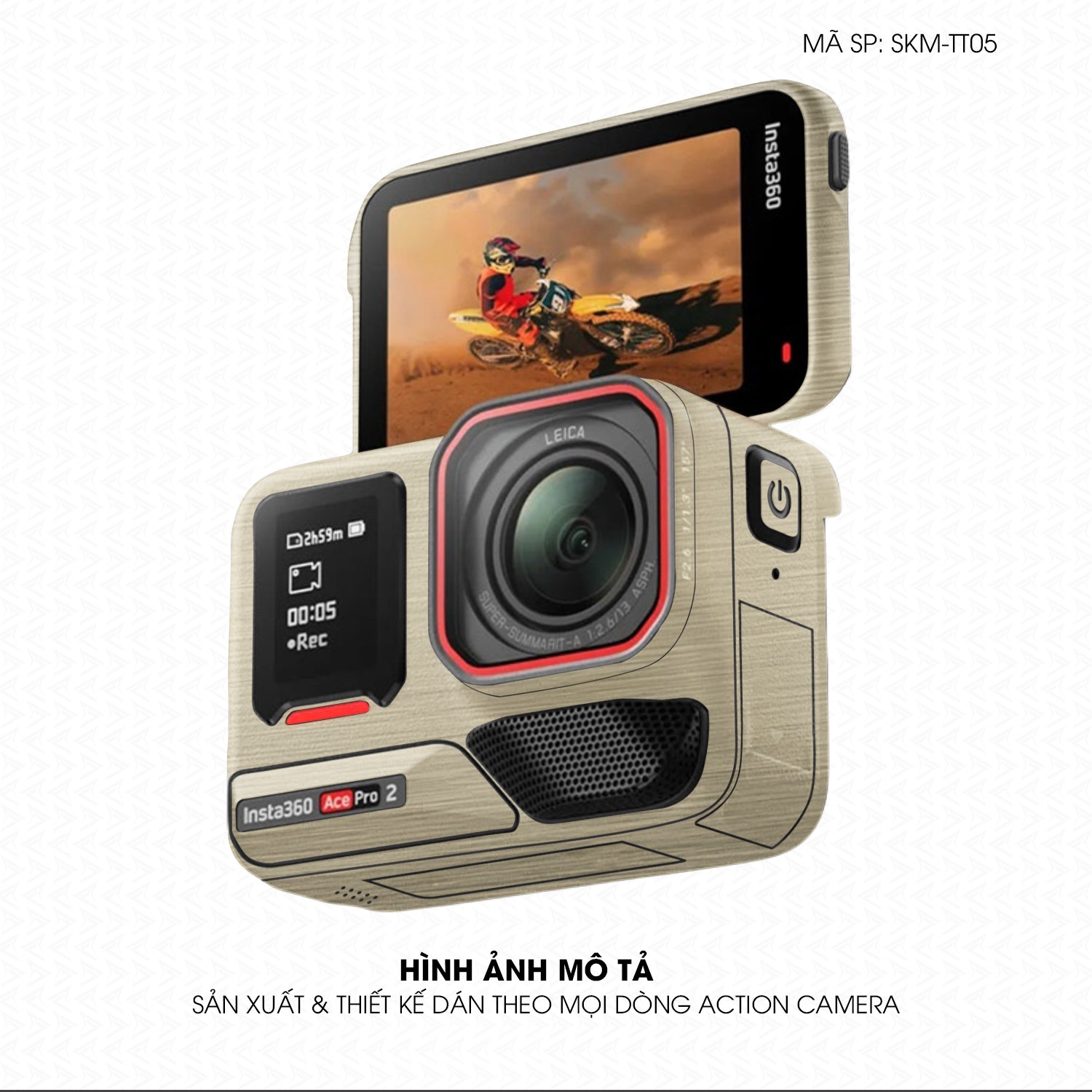 Dán Skin Action Camera Vân Xước Titan Vàng Sampanh | SKM-TT05