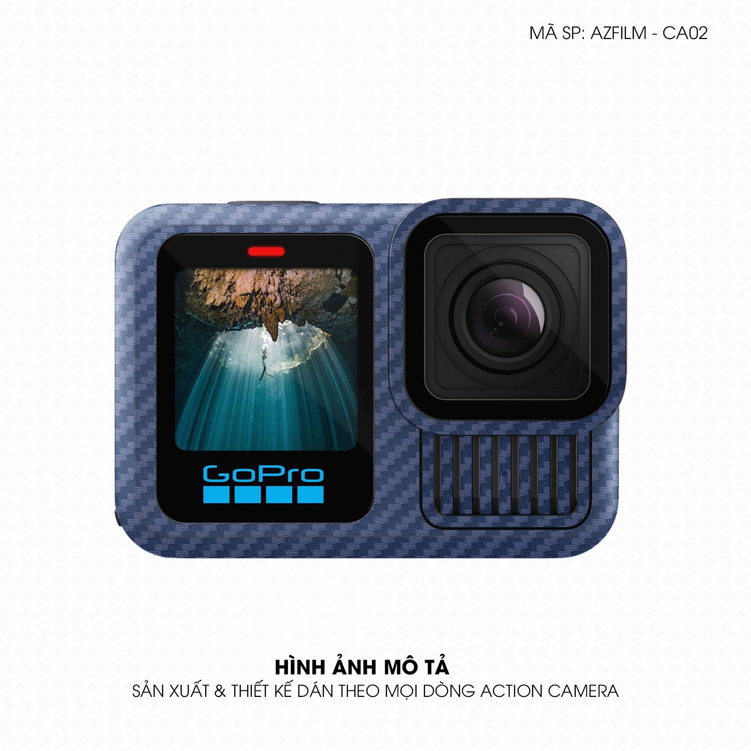 Dán Skin Action Camera Vân Carbon Xanh | AZFILM-CA02