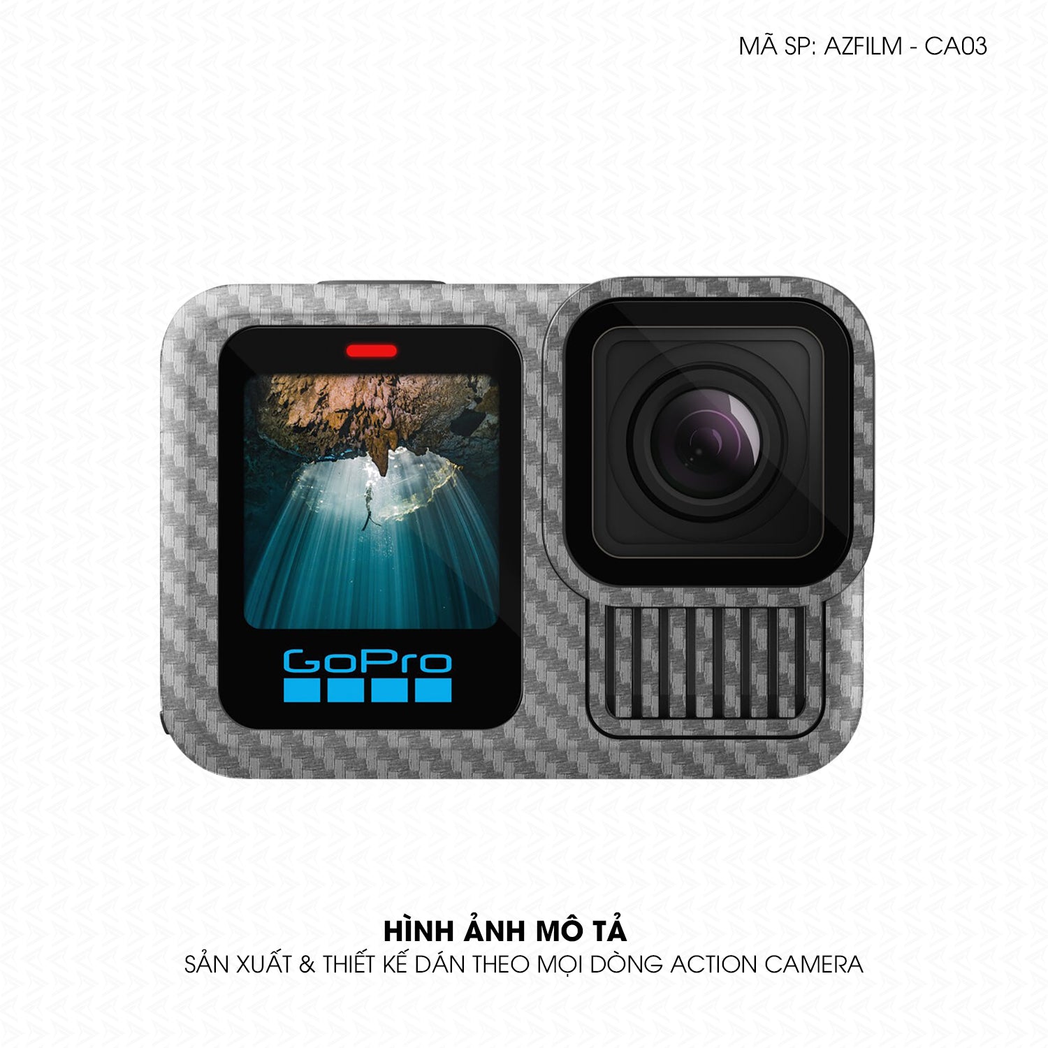 Dán Skin Action Camera Vân Carbon Xám | AZFILM-CA03