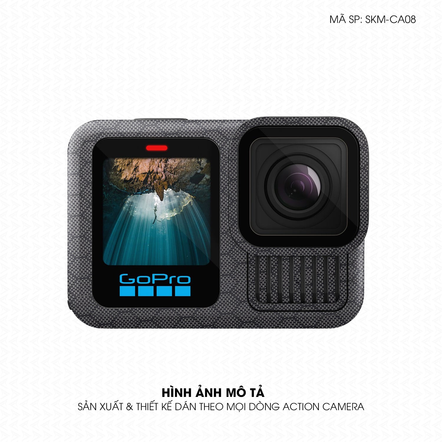 Dán Skin Action Camera Vân Carbon Fiber Xám | SKM-CA08