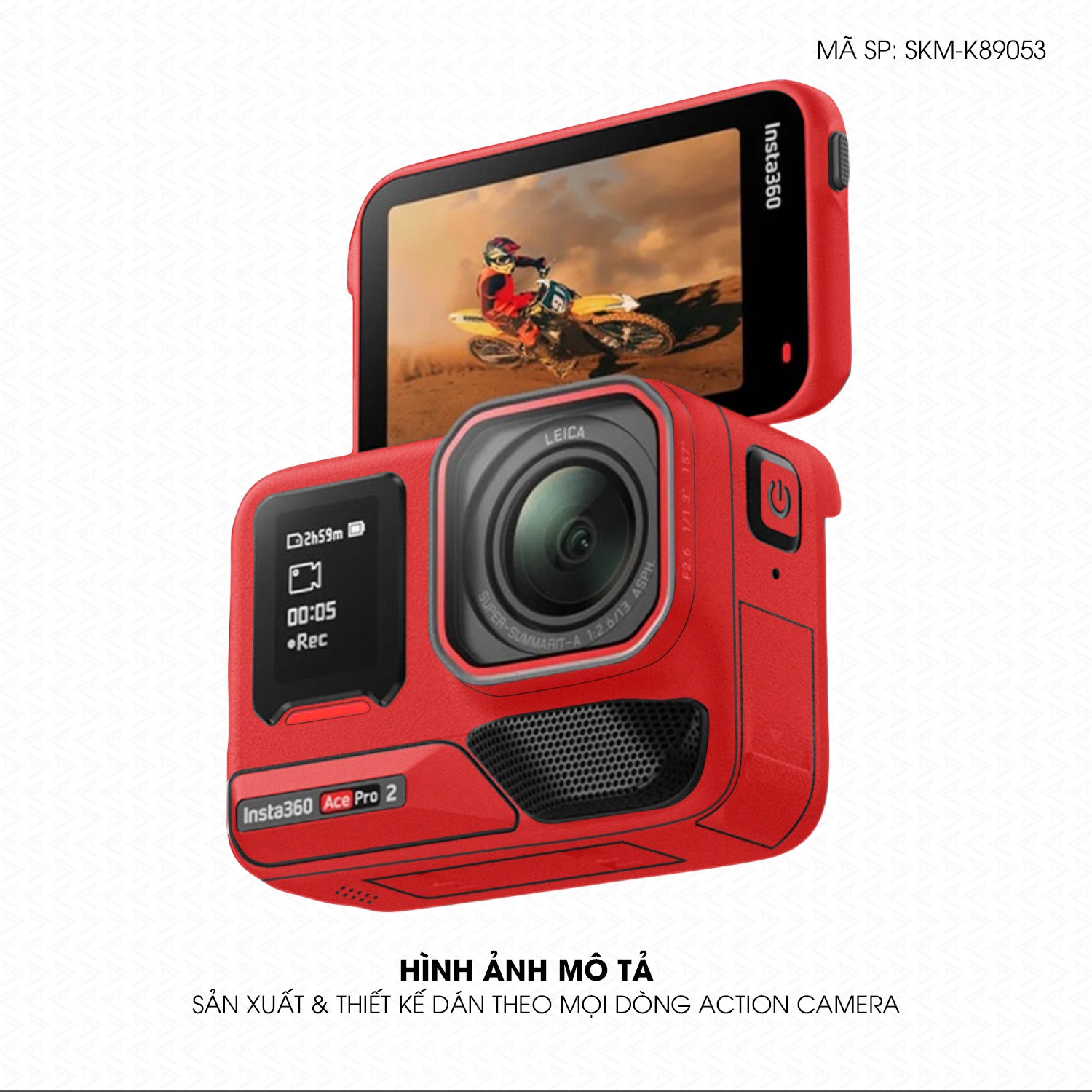 Dán Skin Đổi Màu Action Camera Đỏ Lì | SKM-K89053