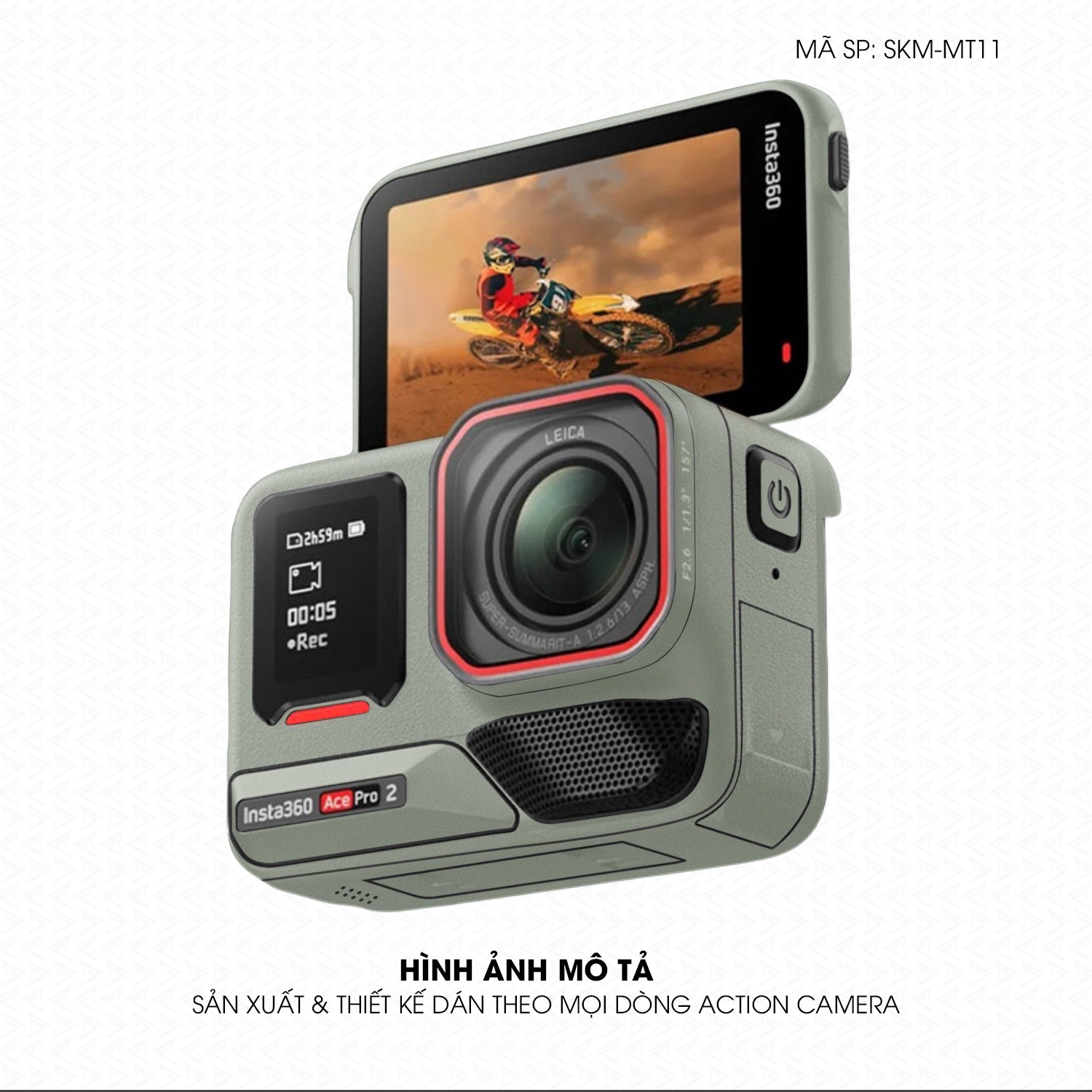 Dán Skin Đổi Màu Action Camera Xanh Rêu Xám | SKM-MT11