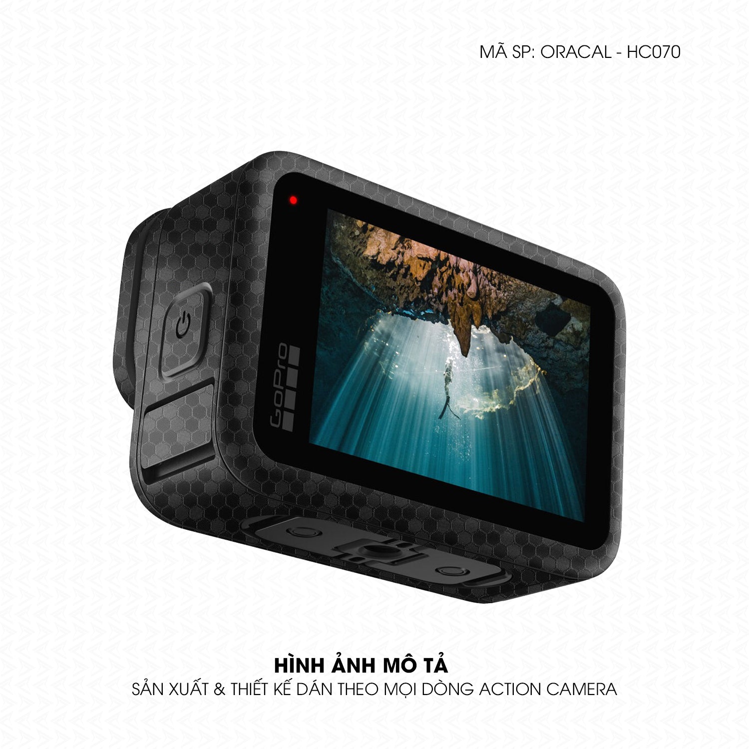 Dán Skin Action Camera Vân Tổ Ong Đen  | ORACAL-HC070