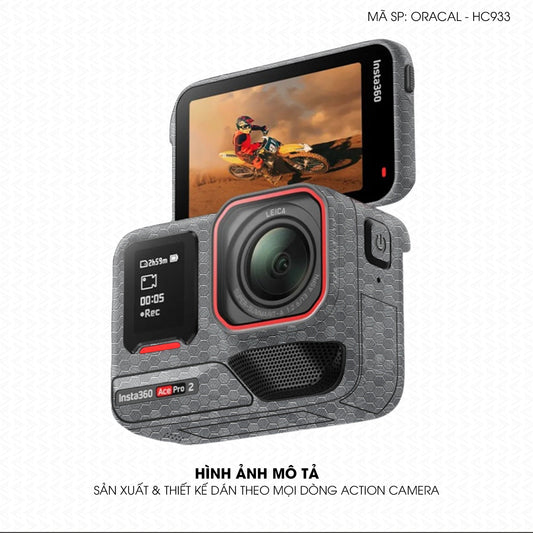 Dán Skin Action Camera Vân Tổ Ong Xám  | ORACAL-HC933