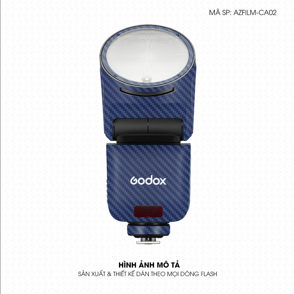 Dán Skin Đèn Flash Vân Carbon Xanh | AZFILM-CA02