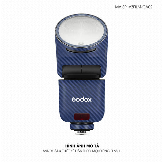 Dán Skin Đèn Flash Vân Carbon Xanh | AZFILM-CA02