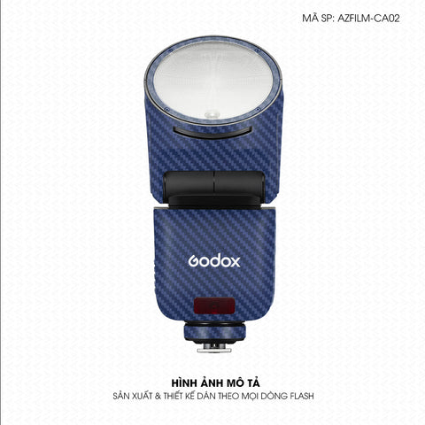 Dán Skin Đèn Flash Vân Carbon Xanh | AZFILM-CA02