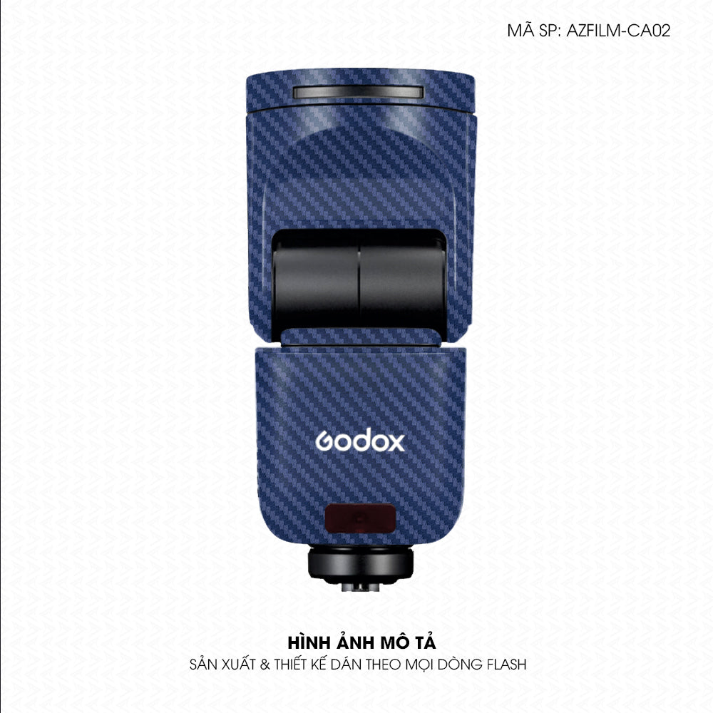 Dán Skin Đèn Flash Vân Carbon Xanh | AZFILM-CA02