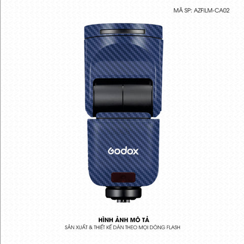 Dán Skin Đèn Flash Vân Carbon Xanh | AZFILM-CA02