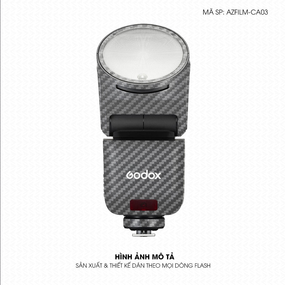 Dán Skin Đèn Flash Vân Carbon Xám | AZFILM-CA03