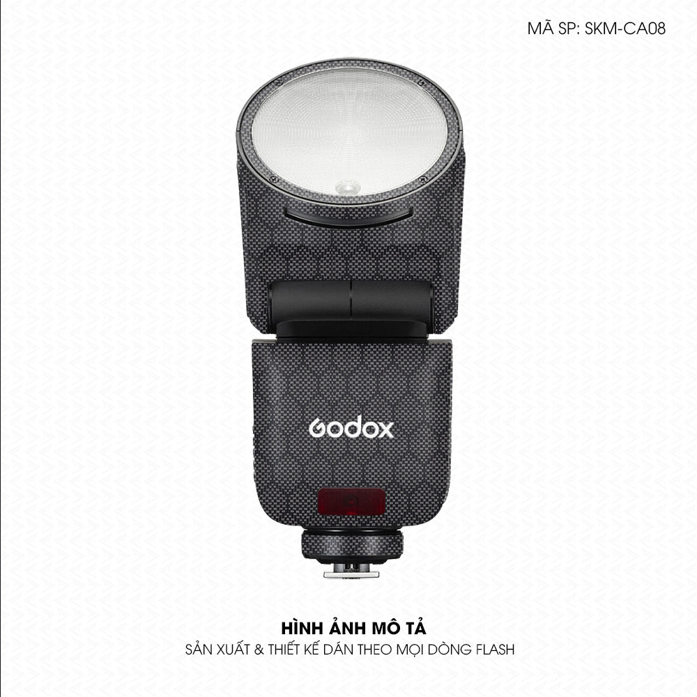 Dán Skin Đèn Flash Vân Carbon Fiber Xám | SKM-CA08