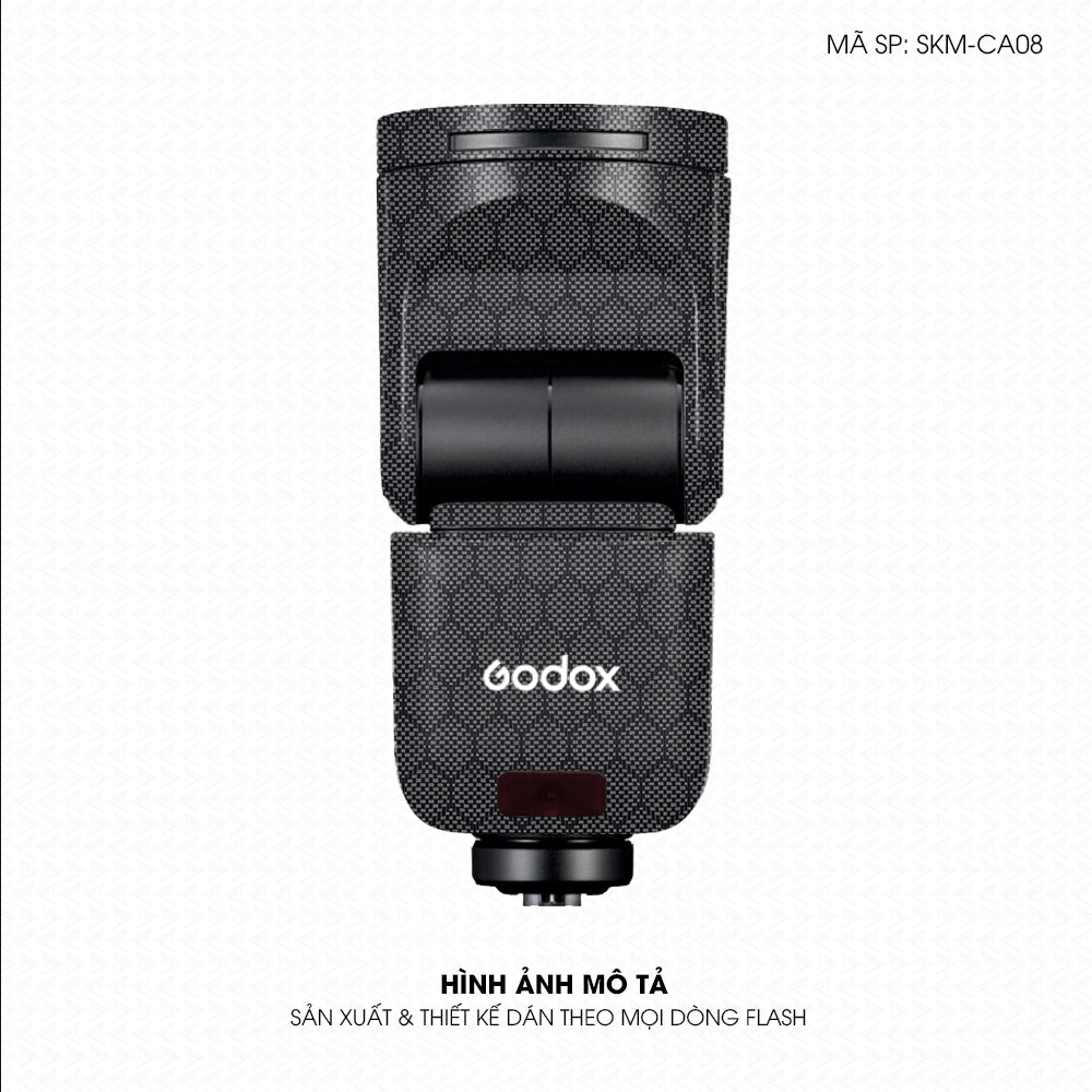 Dán Skin Đèn Flash Vân Carbon Fiber Xám | SKM-CA08