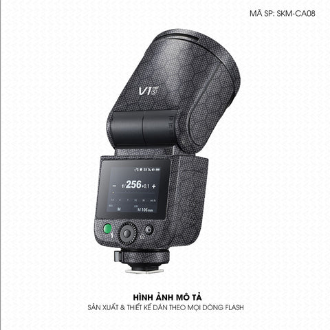 Dán Skin Đèn Flash Vân Carbon Fiber Xám | SKM-CA08
