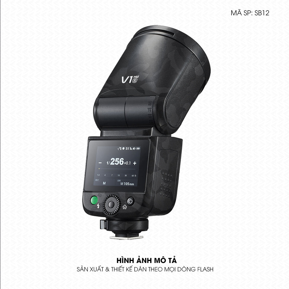 Dán Skin Đèn Flash Vân Camo Đen | SB12