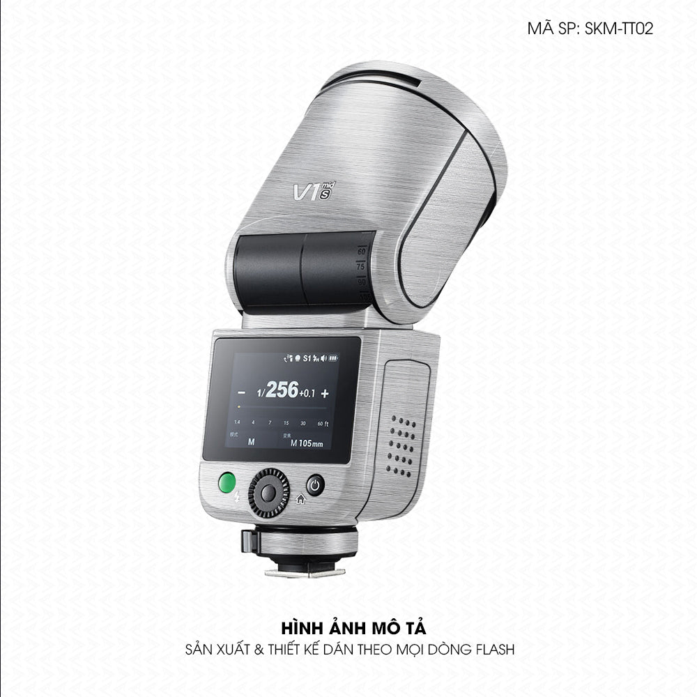 Dán Skin Đèn Flash Vân Xước Titan Bạc  | SKM-TT02
