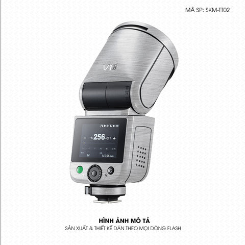 Dán Skin Đèn Flash Vân Xước Titan Bạc  | SKM-TT02